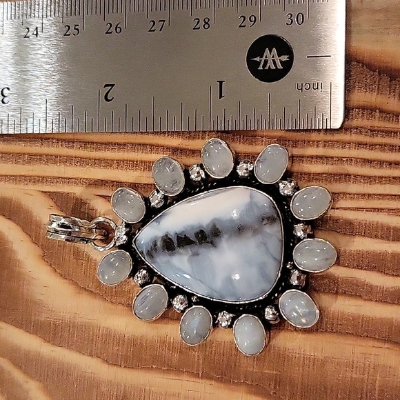 AMAZING Owyhee Opal & Rainbow Moonstone Pendant - Picture 4 of 7